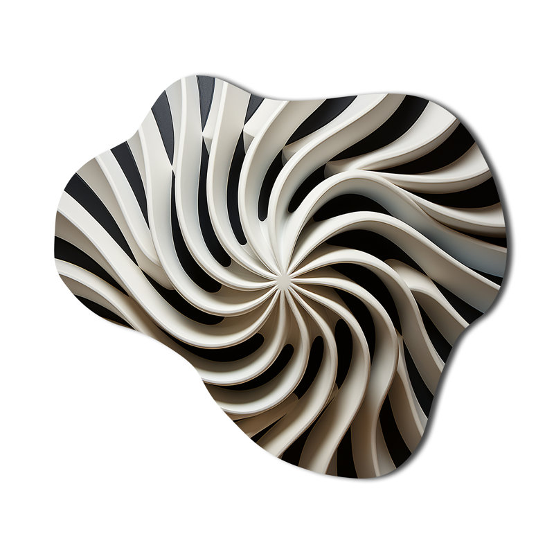 «Black White Opt Art In I - Cloud Op Art», reproduction d'art asymétrique, H 25 po x l 28 po x P 1 po