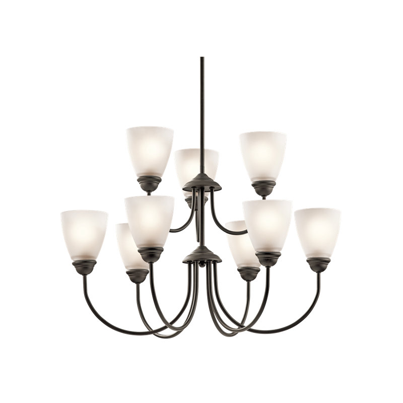 Lustre à niveaux 9 lumières Jolie, Bronze vieilli