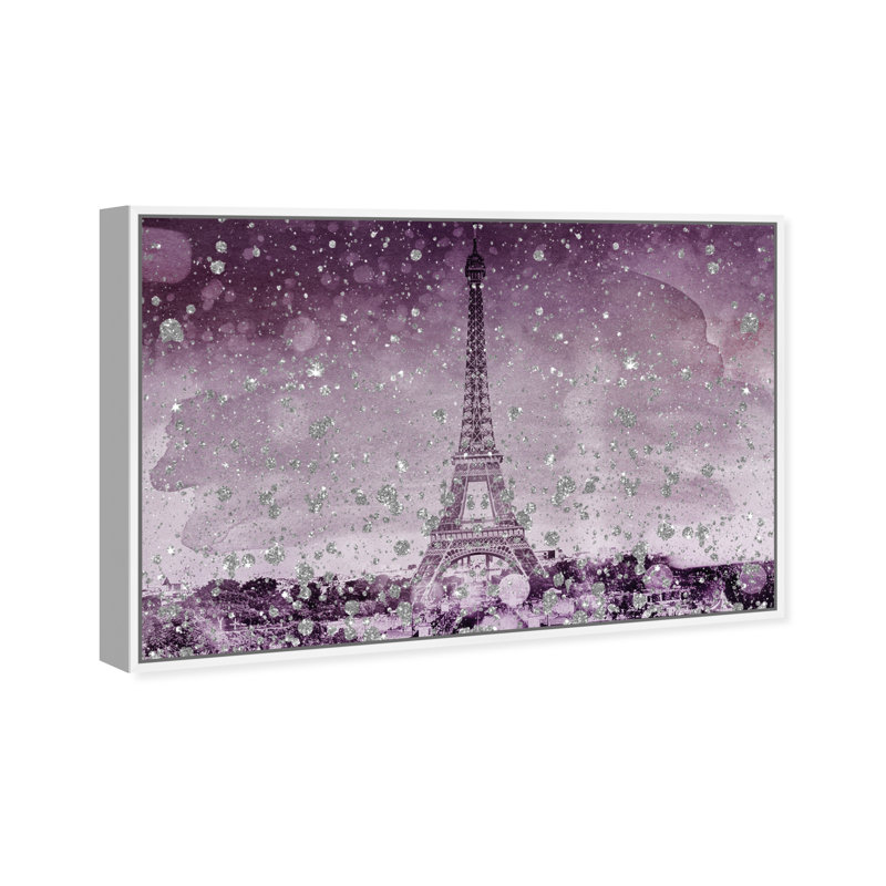Eiffel Eiffel scintillant prune - impression sur toile tendue, H 16 po x l 24 po, Blanc