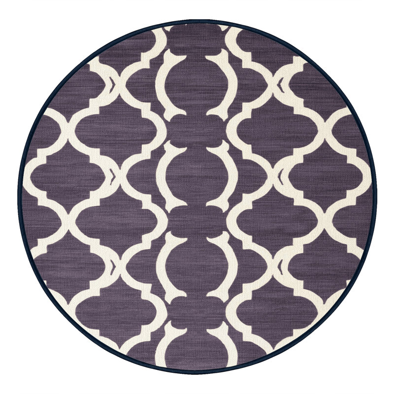 Tapis mauve lavable à la machine, Rond 5 pi