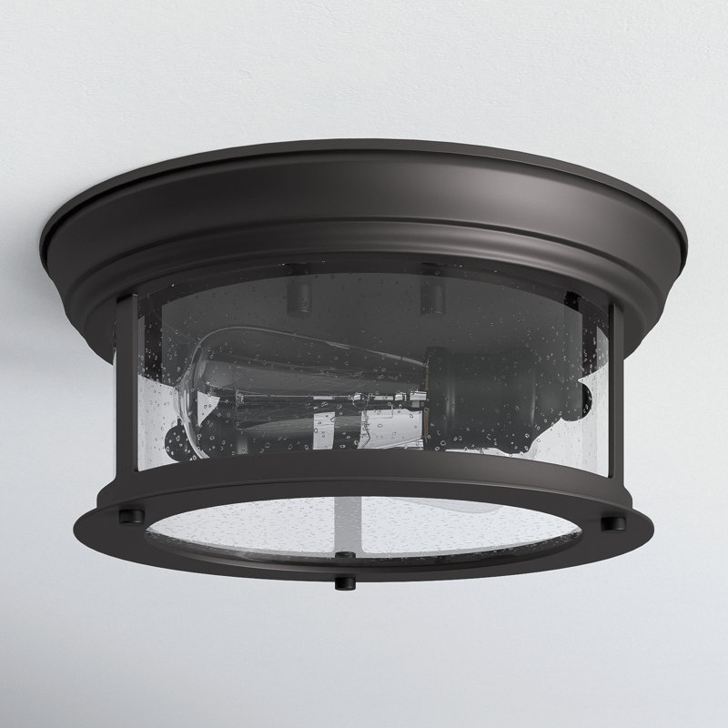 Canale Glass Flush Mount, 5.5"H x 11"W x 11"D, Bronze