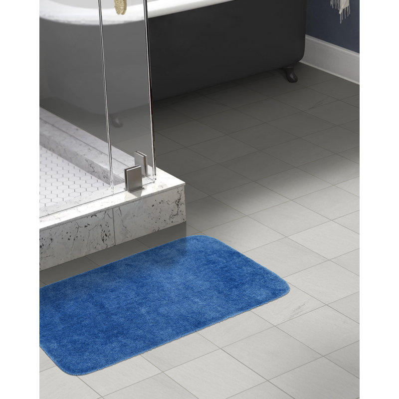 Mccluney Soft Nylon Machine Washable Non- Slip Bath Rug/Mat, 30" W x 50" L, Electric Blue