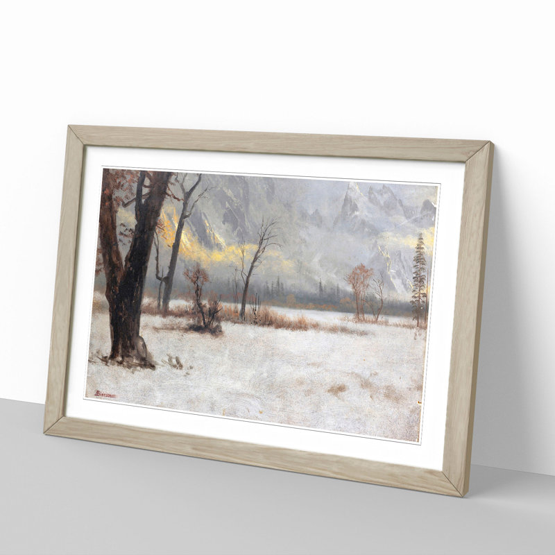 Winter Landscape by Albert Bierstadt - Picture Frame Painting, 27cm H x 36cm W x 2cm D, Oak Framed