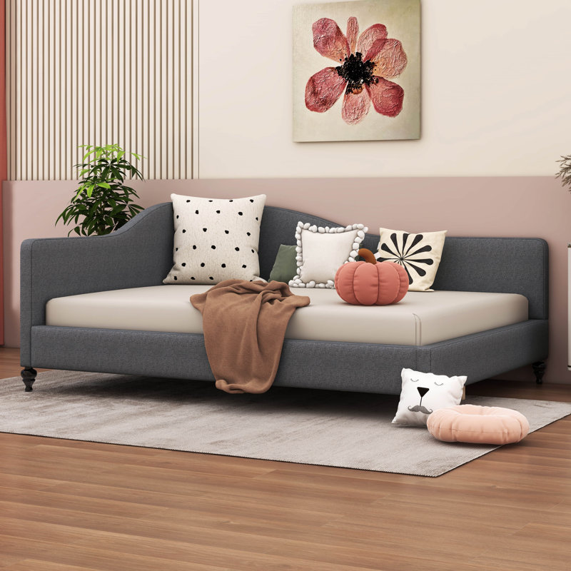 Lit de jour en lin Linen, Lit double, Gris