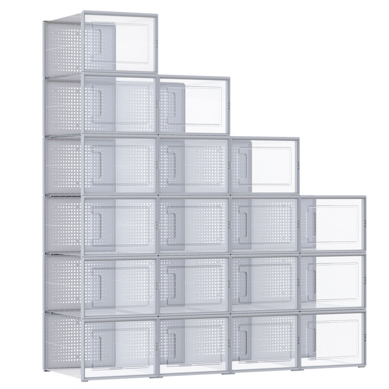 Bleecker 10 Pair Stackable Shoe Storage Cabinet, Grey