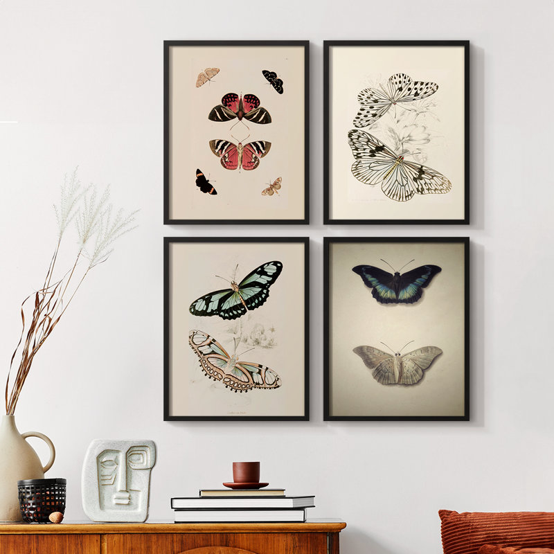 «Vintage Animal Print», impression encadrée XLV III - ensemble de 4, Noir, H 44 po x l 14 po