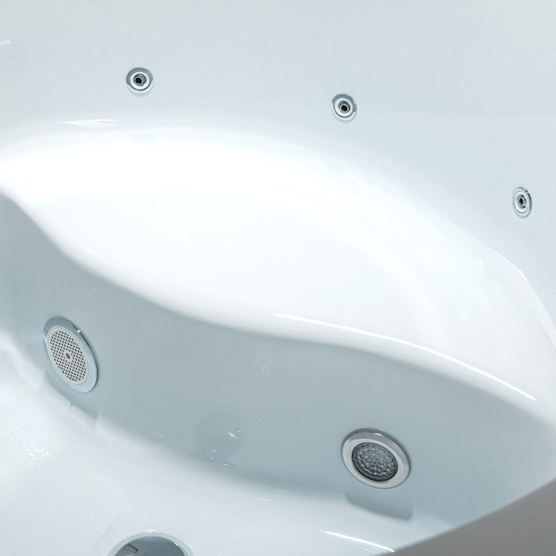 41'' x 41'' Freestanding Whirlpool Heated Acrylic Round Bathtub with Integrated Seat,Non-Slip Design