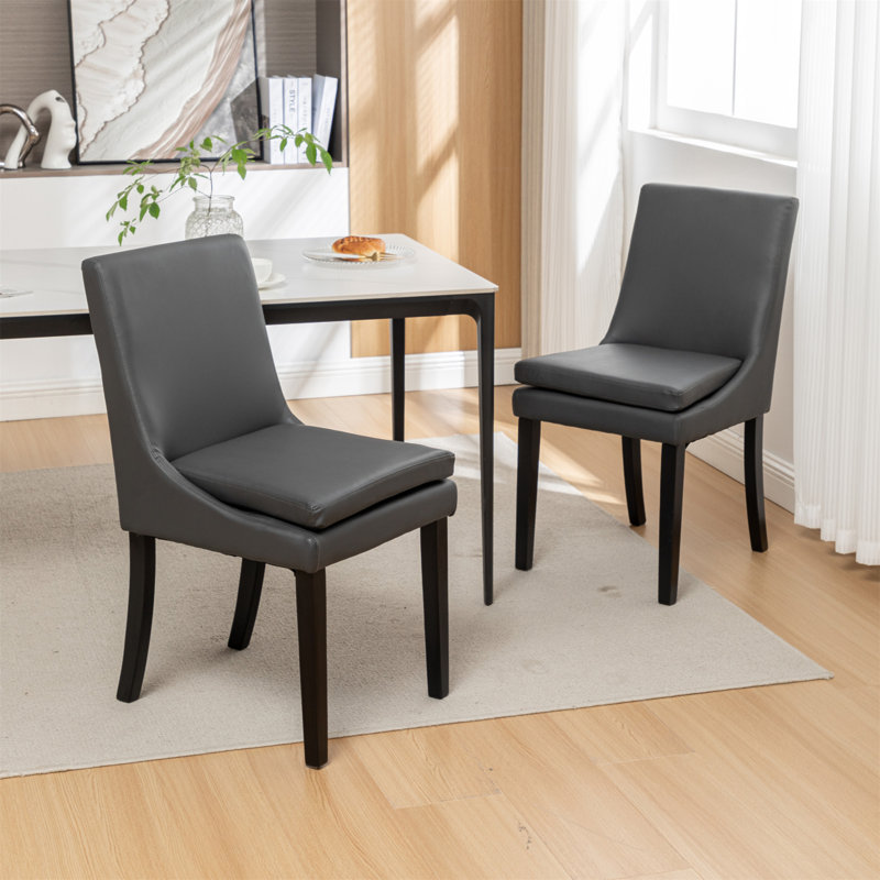 Ensemble de 2 chaises de salle à manger modernes, chaises de cuisine et de salle à manger rembourrées avec pieds en bois massif, chaises en tissu capitonné pour salon