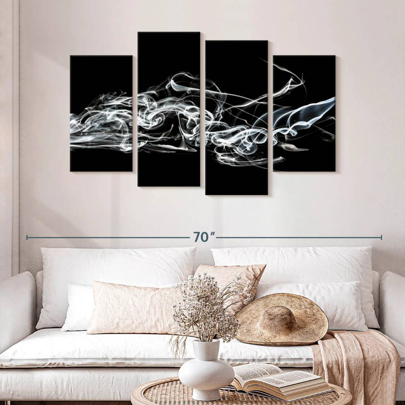 Abstract White Smoke - Shark, 32" H x 52" W