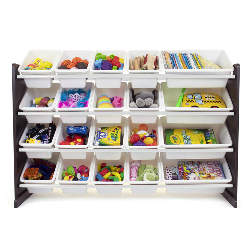 Rangement pour jouets Eveleth, Brun espresso / blanc
