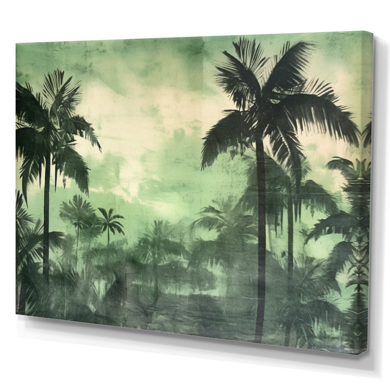 Palmier monochrome II sur toile, H 12 po x l 20 po x P 1 po, Toile tendue