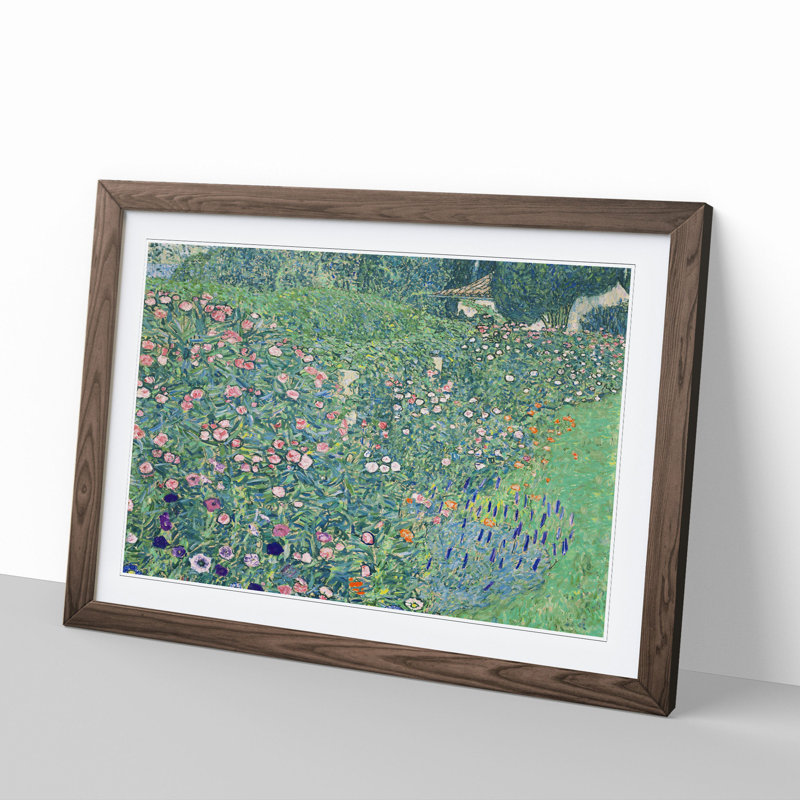Italian Garden by Gustav Klimt - Picture Frame Painting, Walnut, 27cm H x 36cm W x 2cm D