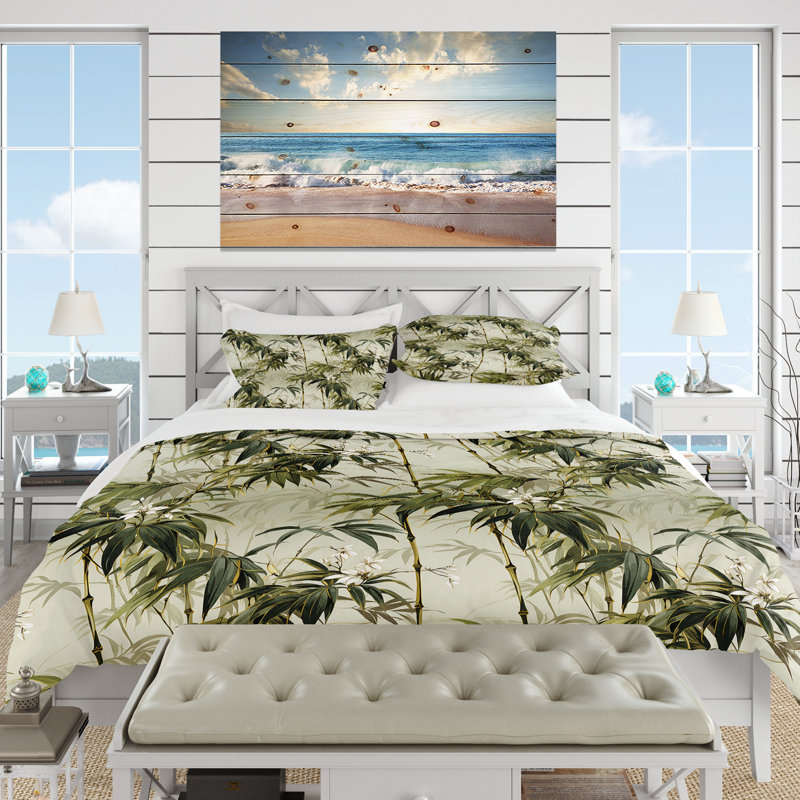 Bamboo Elegance Tropical Pattern IV - Ensemble de housse de couette tropical, Housse de couette pour très grand lit et 2 très