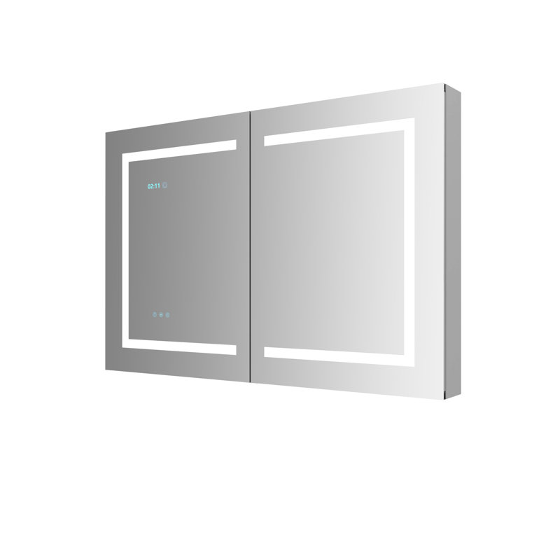 Pharmacie X32 pouces avec miroir, montage en surface ou encastré en aluminium, grand espace de rangement pour la salle de bain