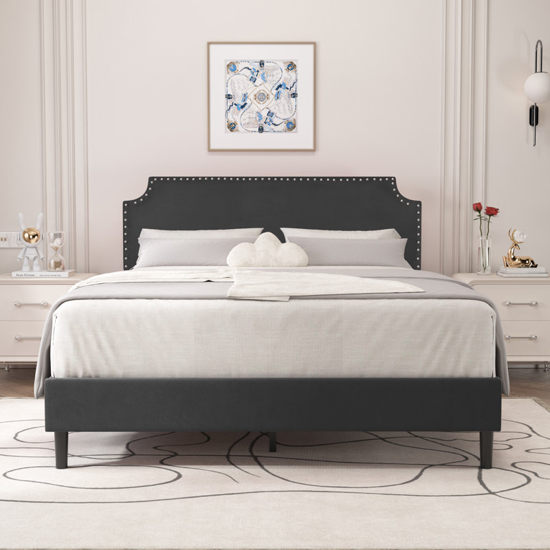 Arvada Upholstered Platform Bed, Black, Queen