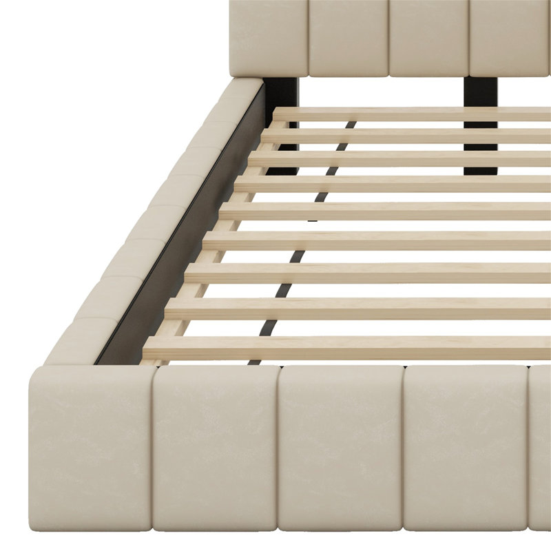 Cadre de lit tapissier Tashelle, Beige