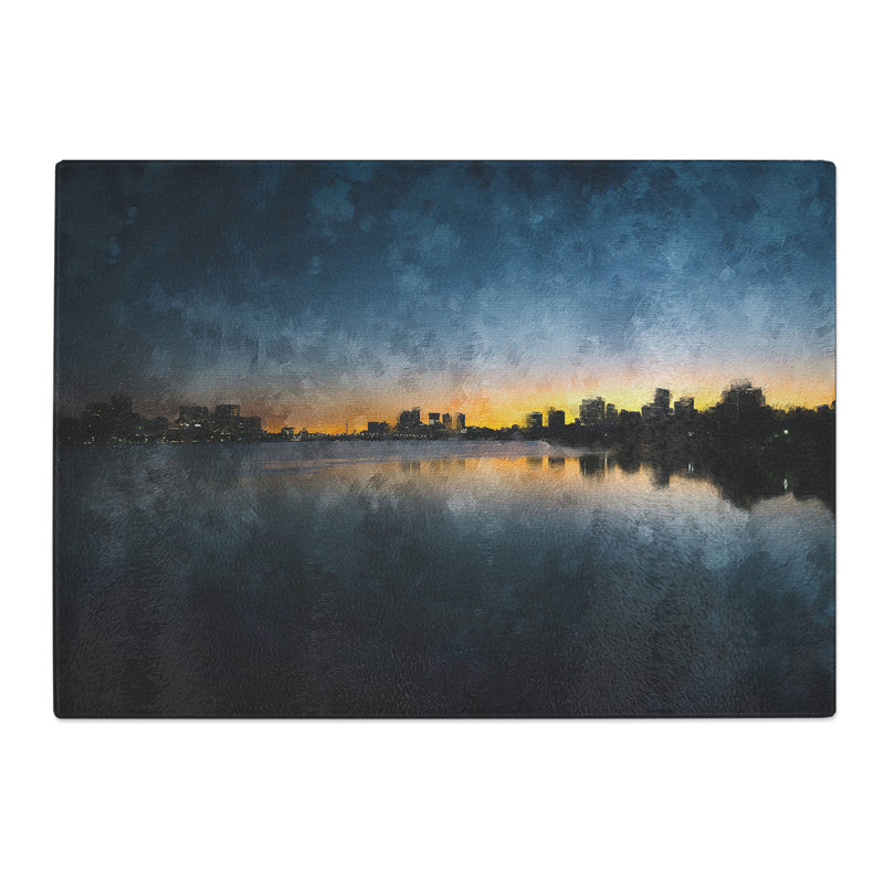 Tempered Glass Cambridge Massachusetts Skyline Chopping Board, 20 cm x 28.5 cm