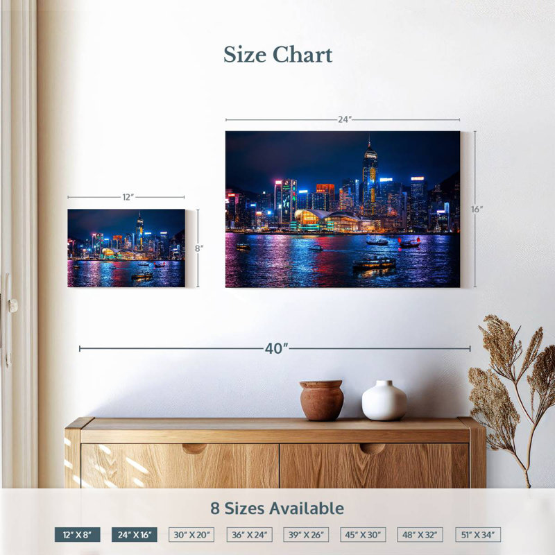 Nicci illuminée de la ville de Hongkong, H 16 po x l 24 po