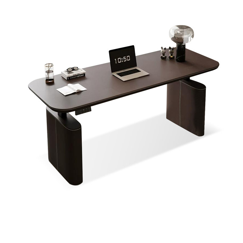Bureau rectangulaire à hauteur réglable, Café, H 51,18 po x l 62,99 po x P 27,56 po