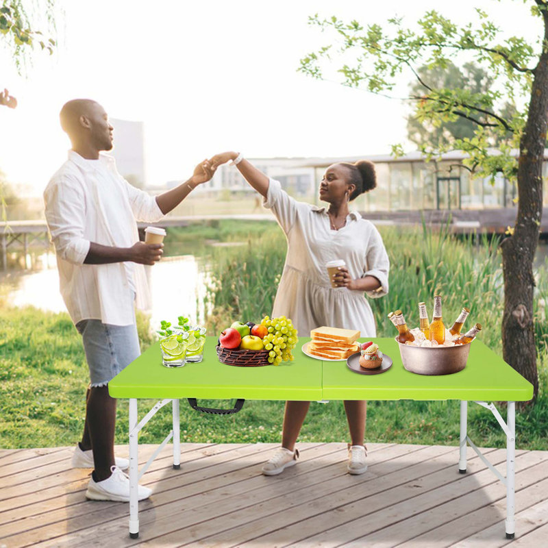 Portable Folding Table with Easy-Clean Surface, Green