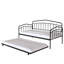 Lit de jour simple Fox avec lit gigogne simple, noir