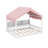 Full Size Wooden Floor Bed With Fense,3 Storage Bookshelves,Curtain And LED Light-1216246719