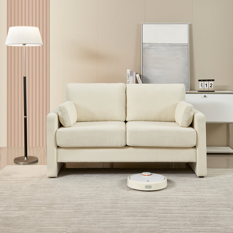 Petit canapé Modern Modern de 58,66 po, causeuse de style Mid-Century en chenille avec coussins de dossier et canapé d'appoint