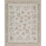 Hand-Knotted High-Quality Ivory, Brown, and Green Area Rug