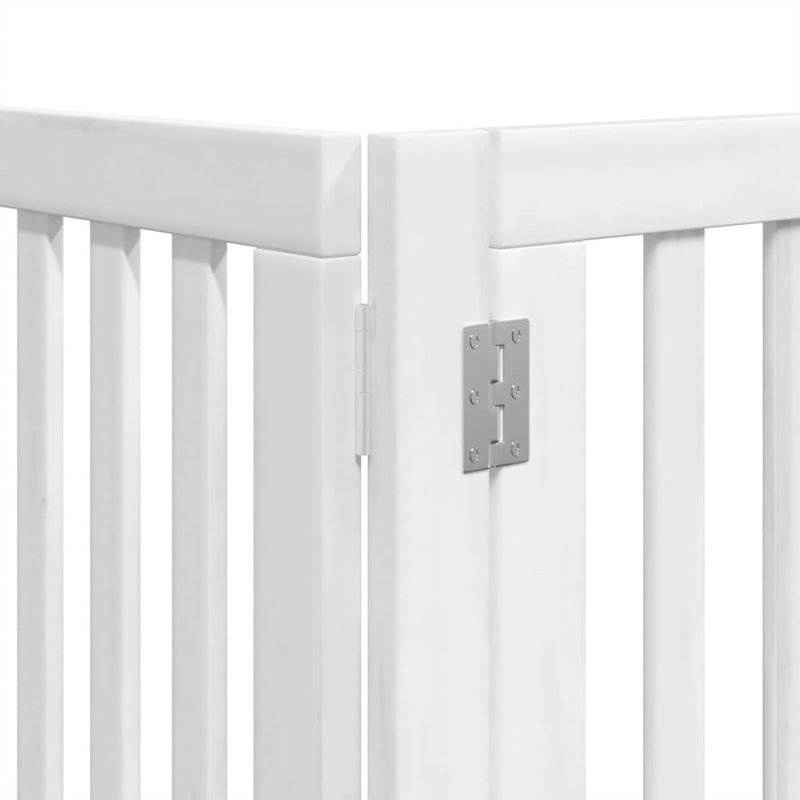 Archie & Oscar Dog Gate With Door Foldable 9 Panels Brown 450 Cm Poplar Wood, 60cm H x 450cm W x 2cm D, White