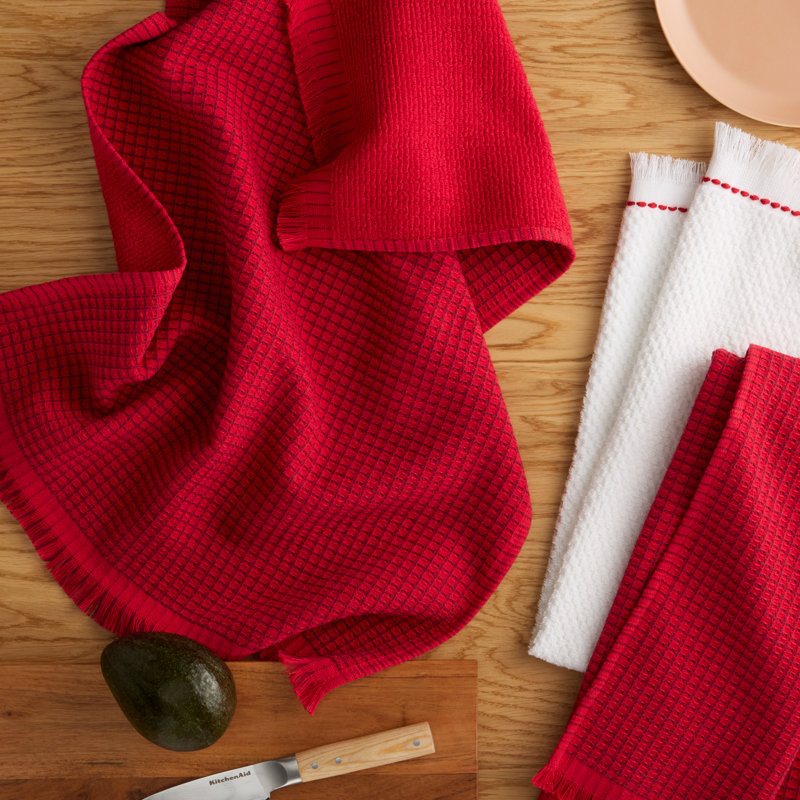 GOURMET SERIES Cotton Waffle Linen Set, Passion Red