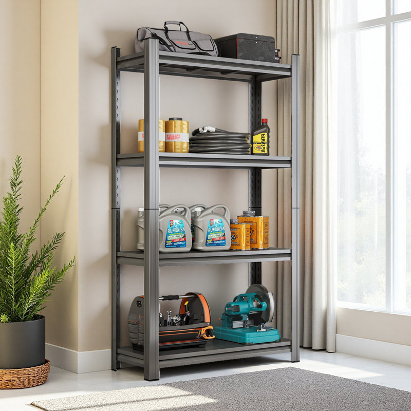 Étagère de rangement réglable à 4 niveaux en métal, pour le garage, la remise, le magasin d'alimentation, le salon, une étagère de rangement polyvalente, nécessite un assemblage