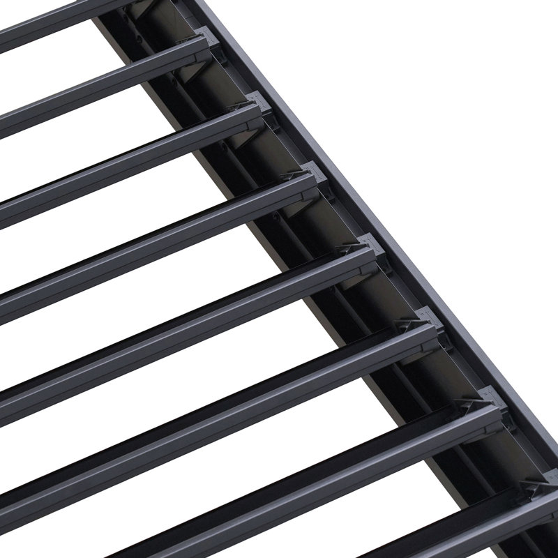 Pergola extérieure en aluminium noir avec toit à lames orientables