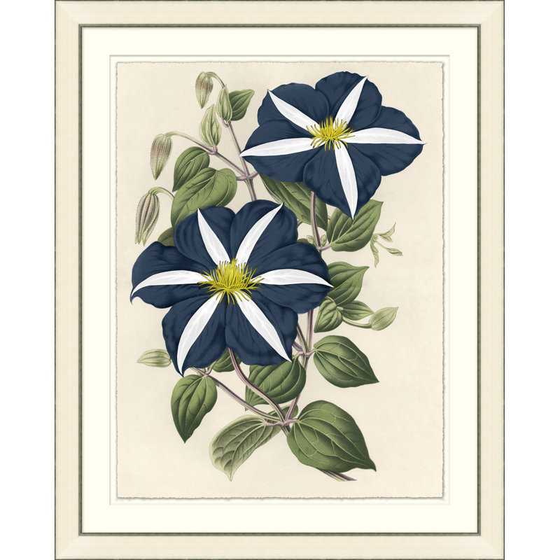 Blue Blossom 1 - Peinture encadrée sur papier
