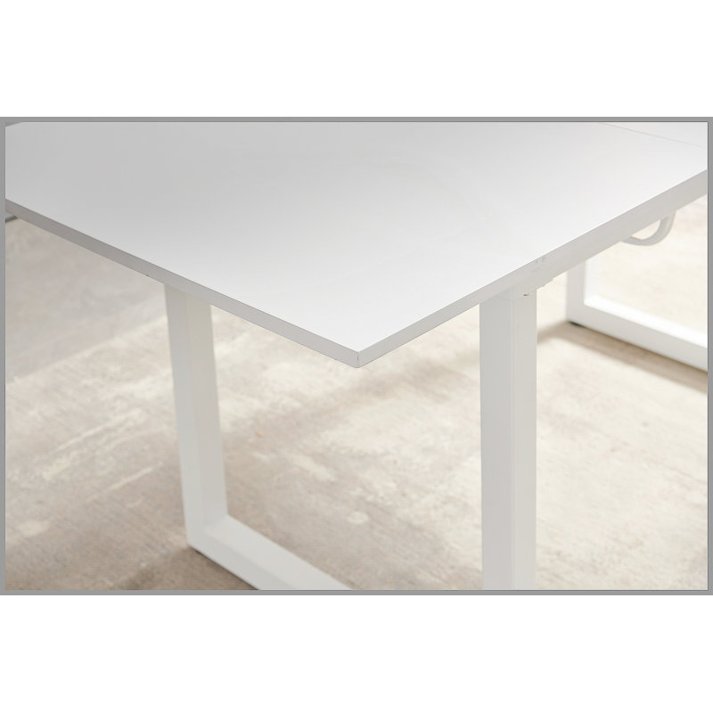Table de salle à manger carrée extensible avec pieds en métal, conception moderne peu encombrante pour le salon et la cuisine