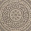 Aranveer Round Boho Jute-Look Beige Light Grey Area Rug-956125910