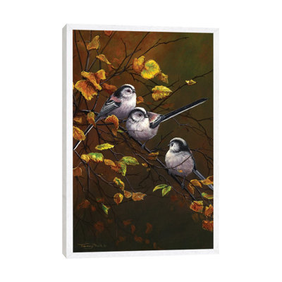 Long Tailed Tits - Autumn by Jeremy Paul - Painting on Canvas