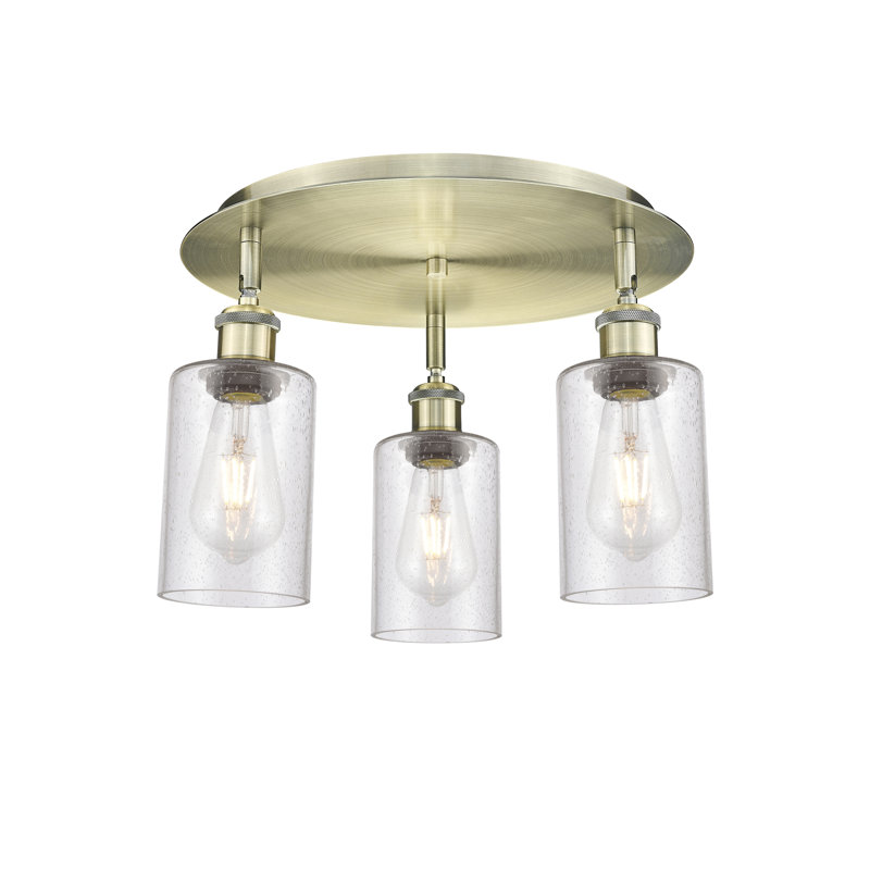 Ervine Glass Semi Flush Mount, Seedy, Antique Brass