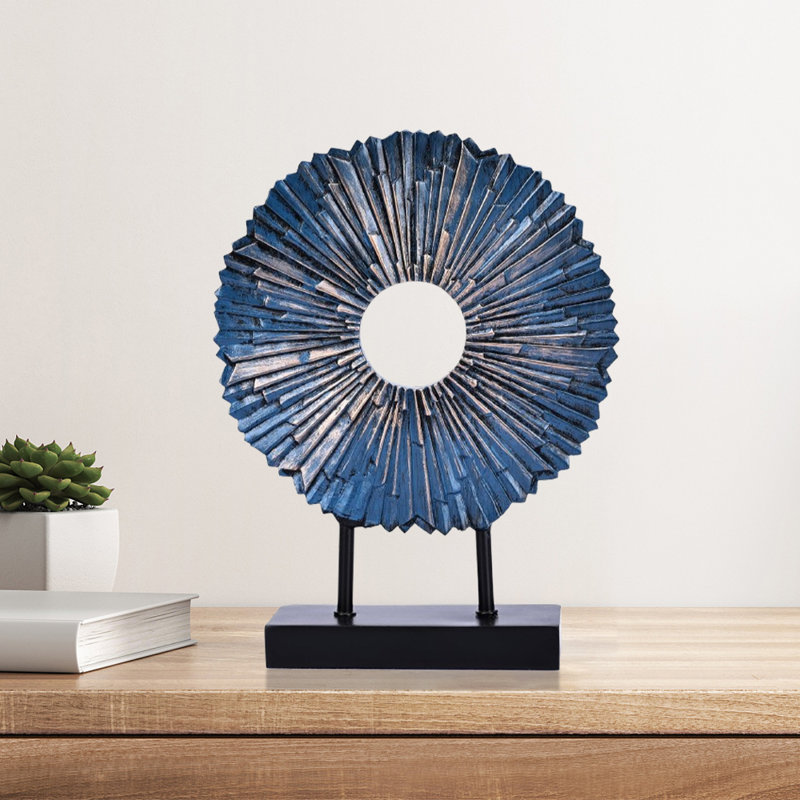 Resin Home Decor Statue - 1PC, Perfect For Bedroom, Study, Or Office Desk, Blue/Gold