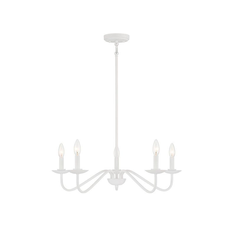 Lustre 5 lumières Meridian en blanc bisque, Blanc bisque
