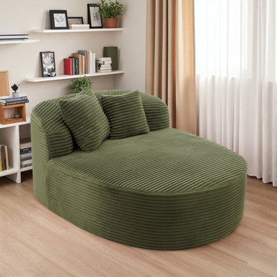 Fauteuil de détente moderne en velours côtelé extensible confortable Sena, parfait pour le salon et la chambre à coucher