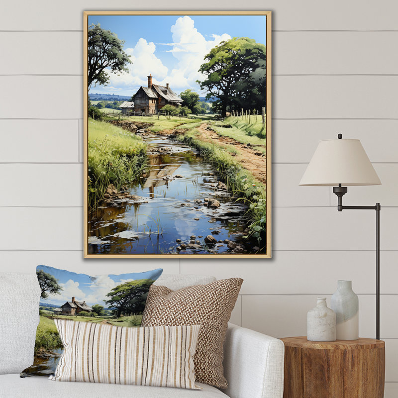 «Countryside Farm Bliss II», reproduction sur toile, Cadre naturel flottant, 20" H x 12" W
