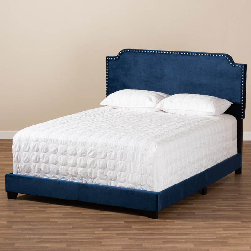 Lit tapissier standard Millison, Très grand, Bleu marine