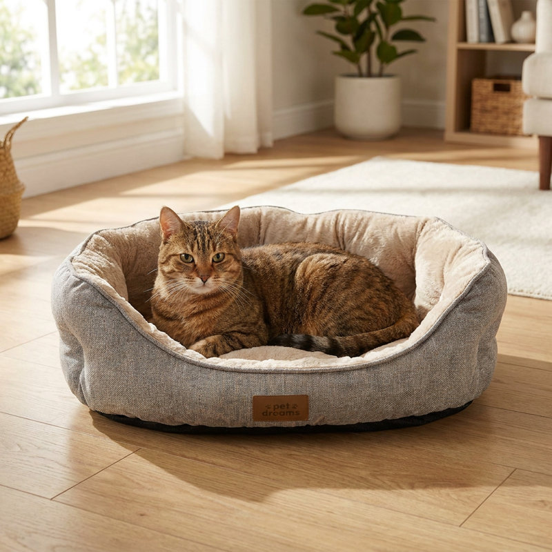 Pet Bed, 27.6" D x 31.5" W, Beige