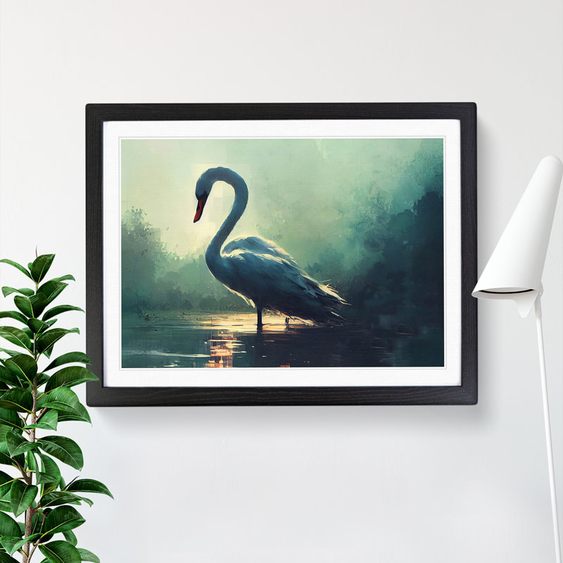 Swan Vol.4 - Single Picture Frame Print, Black Framed, 46cm H x 64cm W x 2cm D