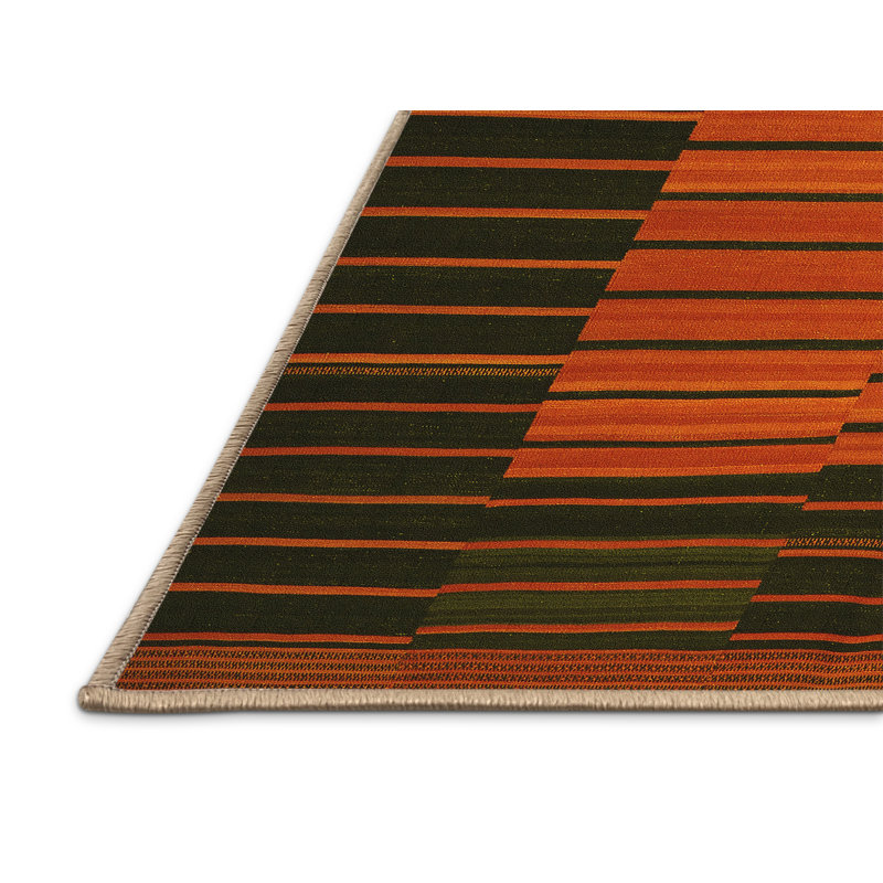 Ikemsinachi Performance Striped Indoor Rug, Rectangle 7' x 10'