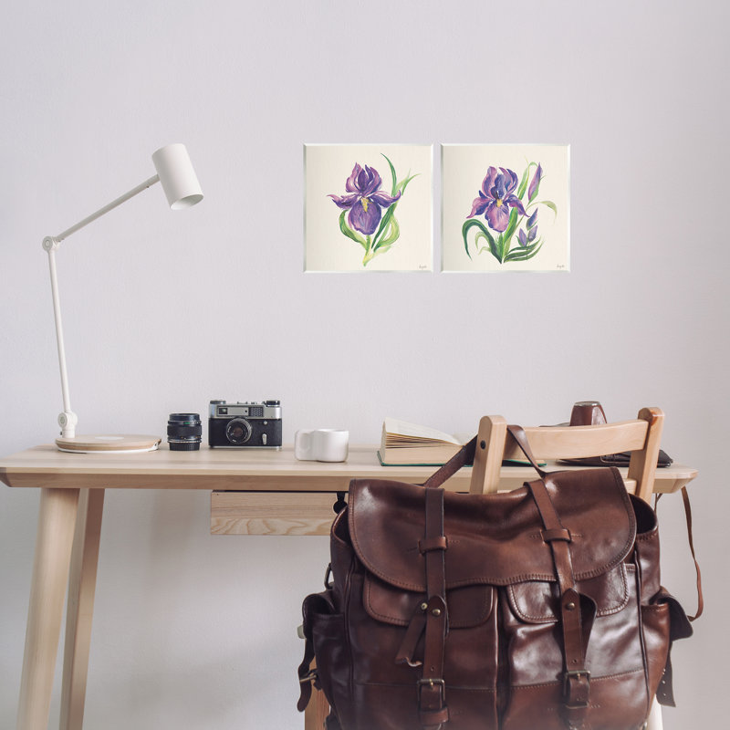 «Mauve Iris en fleur», ensemble de 2 plaques murales par Kristy riz