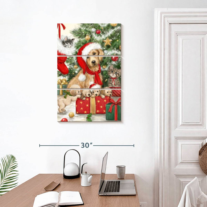 Lelend, chien et chat de Noël, H 32 po x l 20 po