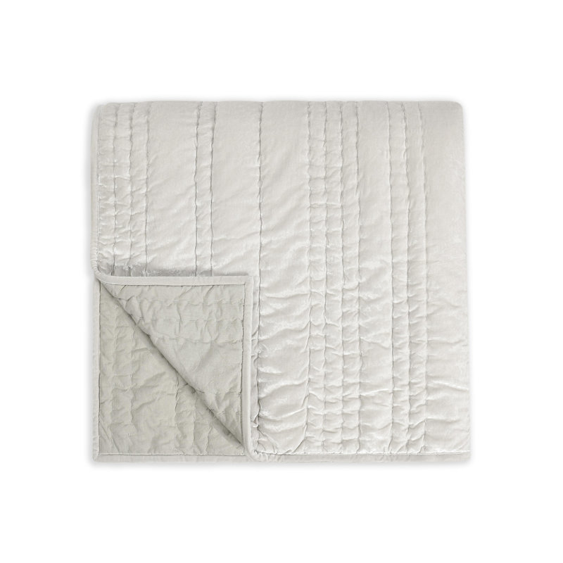 Seville 4-Piece Velvet Fabric Quilt Set, Oyster Gray