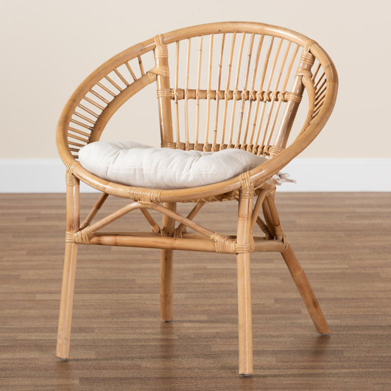 Slat Back Rattan Arm Chair in Natural