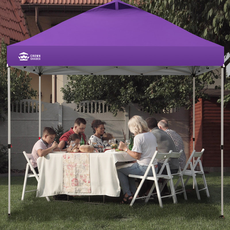 10 Ft. W x 10 Ft. D Metal Pop Up Canopy Tent with One Push Setup, Purple